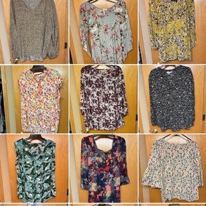 Floral Scoop-Neck Blouse in Light Blue